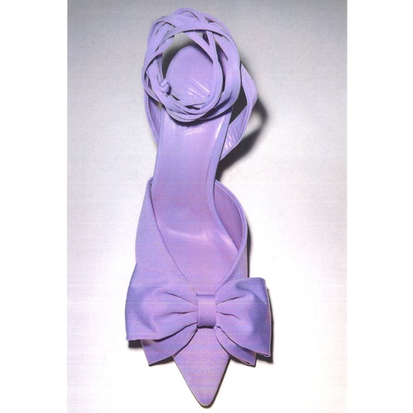 Zara Purple High Heel Slingback Shoes with Bow - Picture 13 of 17